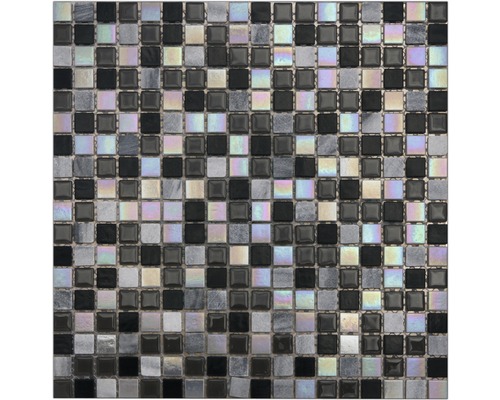 Mosaïque en verre Perlmut black grey 30x30 cm