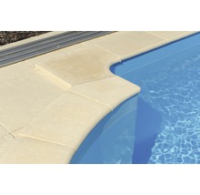 Bordure de piscine margelle Bergerac élément plat avec courbe intérieure pour arrondi de rayon 120 cm champagne 50 x 31 x 3,2 cm-thumb-0