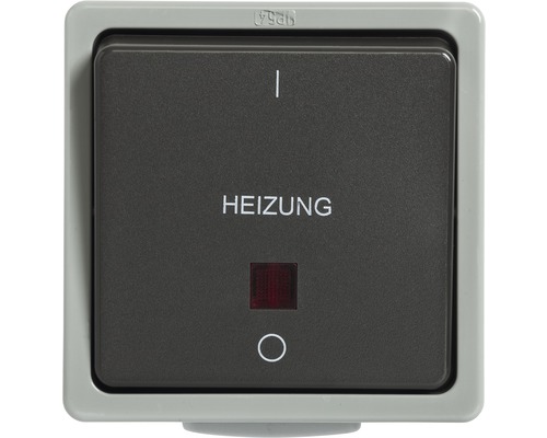 Interrupteur arrêt d''urgence pour chauffage en saillie pour pièce humide gris clair/gris foncé Interrupteur arrêt d''urgence pour chauffage en saillie pour pièce humide gris clair/gris foncé