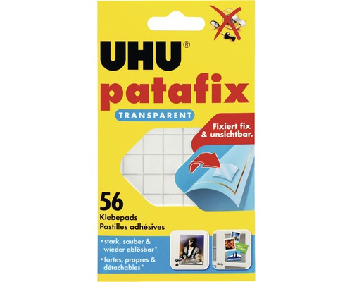 Patchs de colle UHU patafix transparents 1,2 x 12 cm 56 pièces