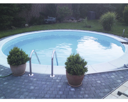 Kit de piscine enterrée à paroi en acier Planet Pool Solo Ø 450x120 cm avec skimmer intégré blanc