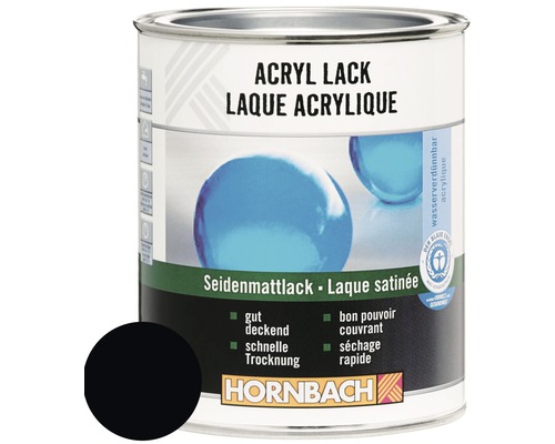 Laque couleur HORNBACH laque acrylique mate satinée noir foncé 750 ml