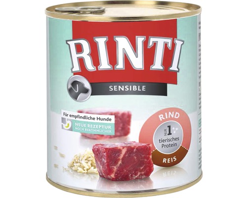 Nourriture pour chiens humide RINTI Sensible bœuf & riz 1 pack 12x800 g