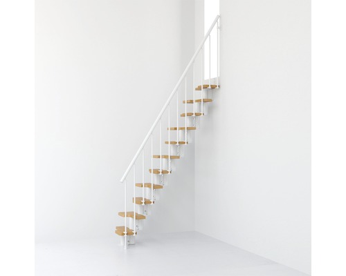 Escalier à limon central Pertura Kimon Oak 11 pas de marche/ 10 marches l.57 cm blanc/clair