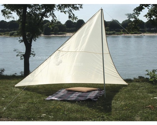 Sonnensegel Dreieck für Camping und Freizeit, inkl. Stangen, elfenbein, 3x3x2,5 m