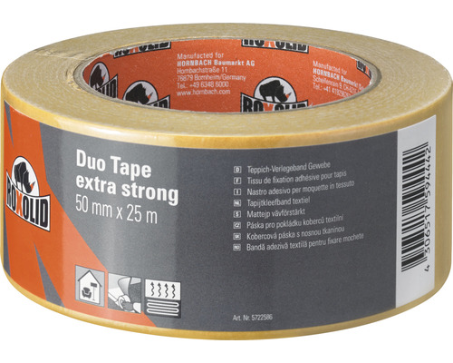Duo Tape extra strong ROXOLID ruban adhésif double face bande de tissu pour  tapis marron 50 mm x 25 m - HORNBACH Luxembourg
