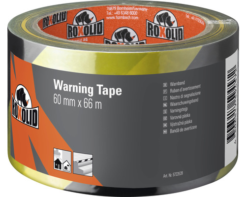 ROXOLID Warning Tape ruban d'avertissement rouge/jaune 60 mm x 66 m