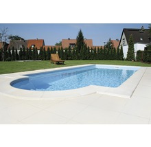 Bordure de piscine margelle Aquitaine plate escalier romain à droite blanc 35 x 35 x 3,2 cm-thumb-1
