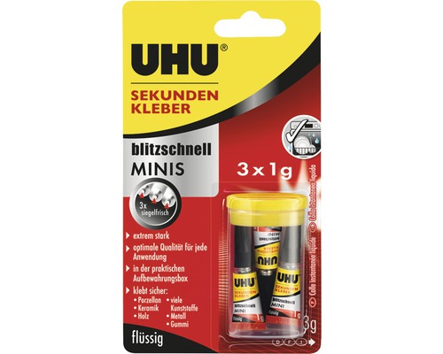 Colle instantanée UHU ultrarapide Minis 3 x 1 g-0