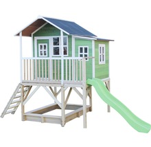 Cabane EXIT Loft 550 bois avec bac à sable, toboggan vert