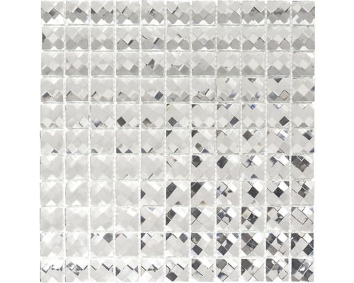 Mosaïque de verre XCMSV829 blanc scintillant 30x30 cm
