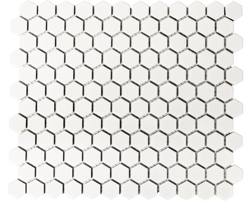 Mosaïque céramique Hexagon HX055 uni blanc mat 26x30 cm