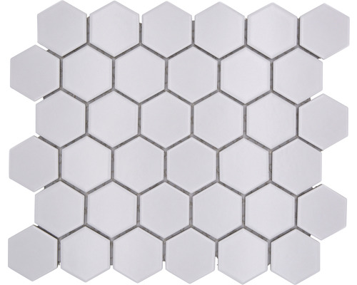 Mosaïque céramique Hexagon uni blanc mat 32.5x28.1 cm