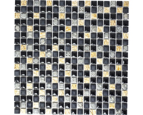 Mosaïque en pierre naturelle Quadrat XRSS3K noir-cuivre 30x30 cm