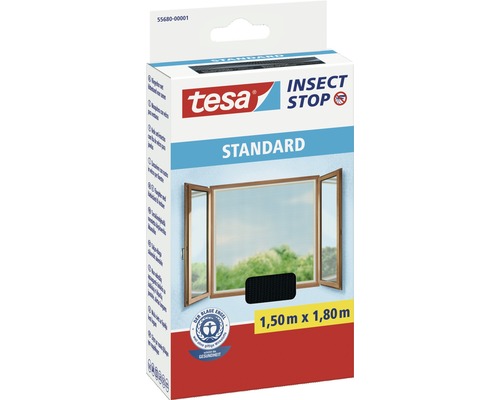 Fliegengitter für Fenster tesa Insect Stop Standard ohne Bohren anthrazit 150x180 cm