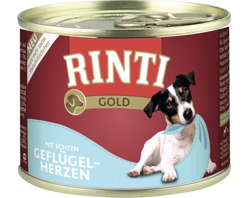 Hundefutter nass RINTI Gold Geflügelherzen 1 Pack 12x185 g