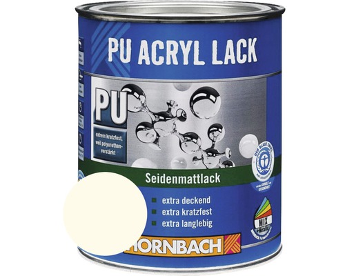 HORNBACH Buntlack PU Acryllack seidenmatt RAL 9010 reinweiß 750 ml