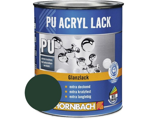 Laque couleur PU HORNBACH laque acrylique brillant RAL 6005 vert mousse 750 ml