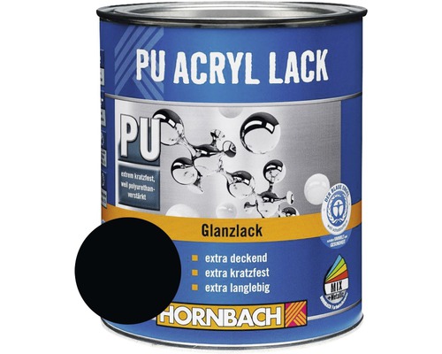 Laque couleur HORNBACH laque acrylique brillante RAL 9005 noir foncé 750 ml