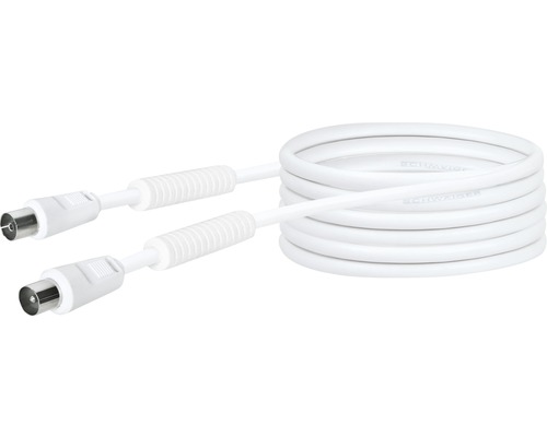 Câble de raccordement antenne (90 dB) fiche IEC/connecteur IEC 5 m blanc Schwaiger KVKF50532
