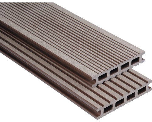 Lame de plancher Konsta WPC Futura marron chocolat brossé 26x145x6000 mm-0