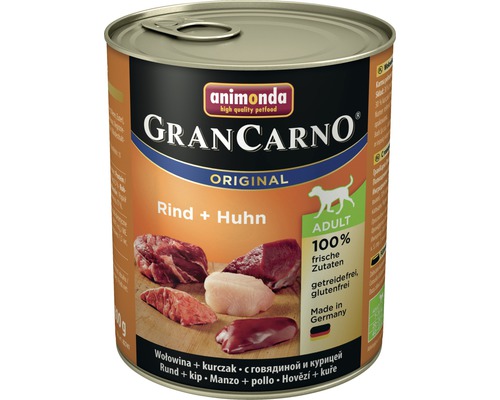 Nourriture humide pour chiens, animonda Gran Carno Original Adulte bœuf + poulet 800 g