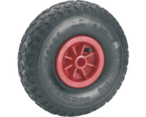 Tarrox Luftrad mit Kunststofffelge und Blockprofil, 260 mm geeignet für Sackkarren + Bollerwagen