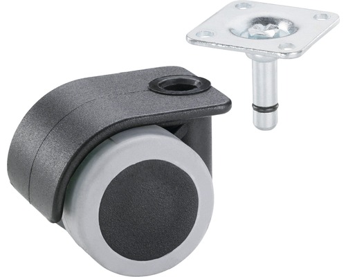 Roulette pour conteneurs, jusqu''à 70 kg, 35 x 50 mm noir/gris-0
