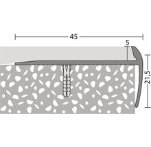 Treppenkantenprofil Alu Edelstahl matt gelocht 45 x 21,5 x 2500 mm-thumb-1