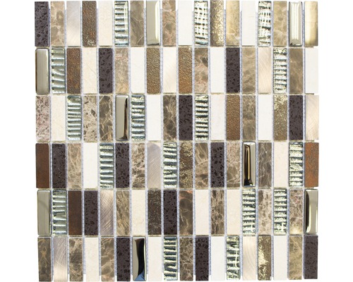 Mosaïque de verre avec pierre naturelle XCM SM48 marron, 29.8x30.4 cm Mosaïque de verre avec pierre naturelle XCM SM48 marron, 29.8x30.4 cm