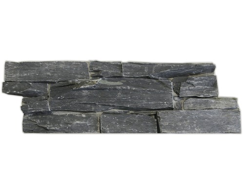 Pierre de parement en pierre naturelle dans une enveloppe en béton ardoise noir 22 x 55 cm