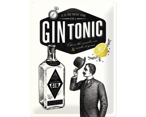 Plaque en métal Gin Tonic 30x40 cm