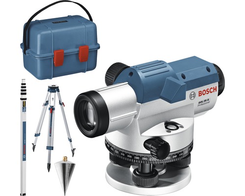 Niveau optique Bosch Professional GOL 20 G avec coffret de transport, trépied BT 160 Professional et mire de chantier GR 500 Professional