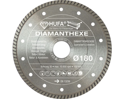 Disque à tronçonner diamanté Hufa Ø 180 x 25,4/22,2 mm-0